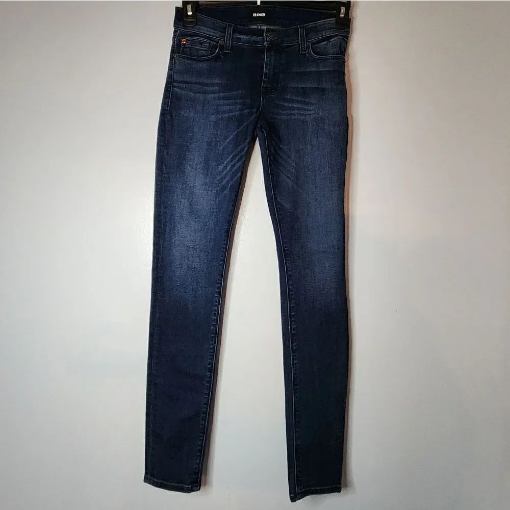 Hudson Jeans Womens 26 Blue Jean Skinny Fit Leg Denim Low Rise Faded Dark Wash